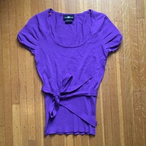 Purple Wrap-Around Tie Blouse